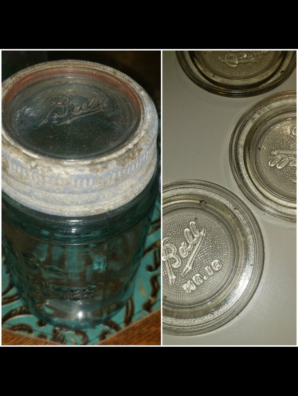 (6) Vintage Ball No. 10 Glass Jar Lid Inserts